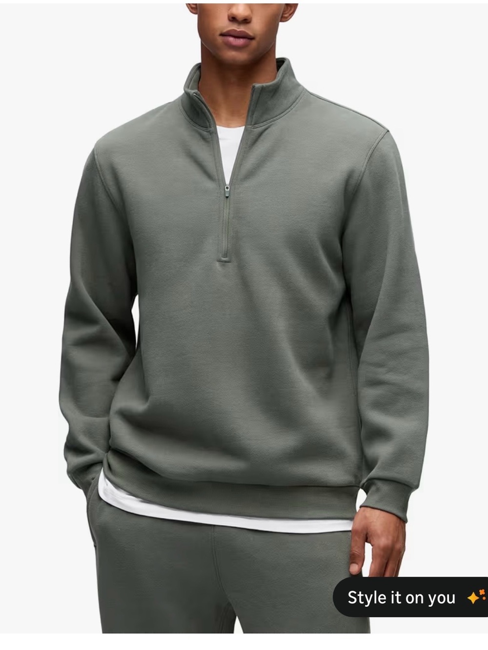 Men's Half-Zip Pullover Sweateshirt— Grey Sage